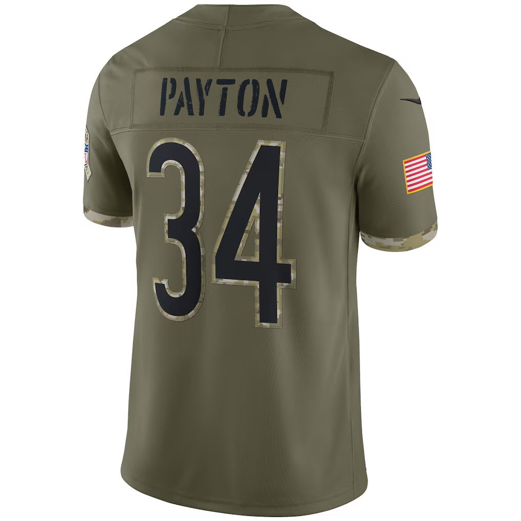 American Football Jersey | C.Bears #34 Walter Payton Olive Salute To Service Retired Player Limited Stitched Football American Jersey - image 1