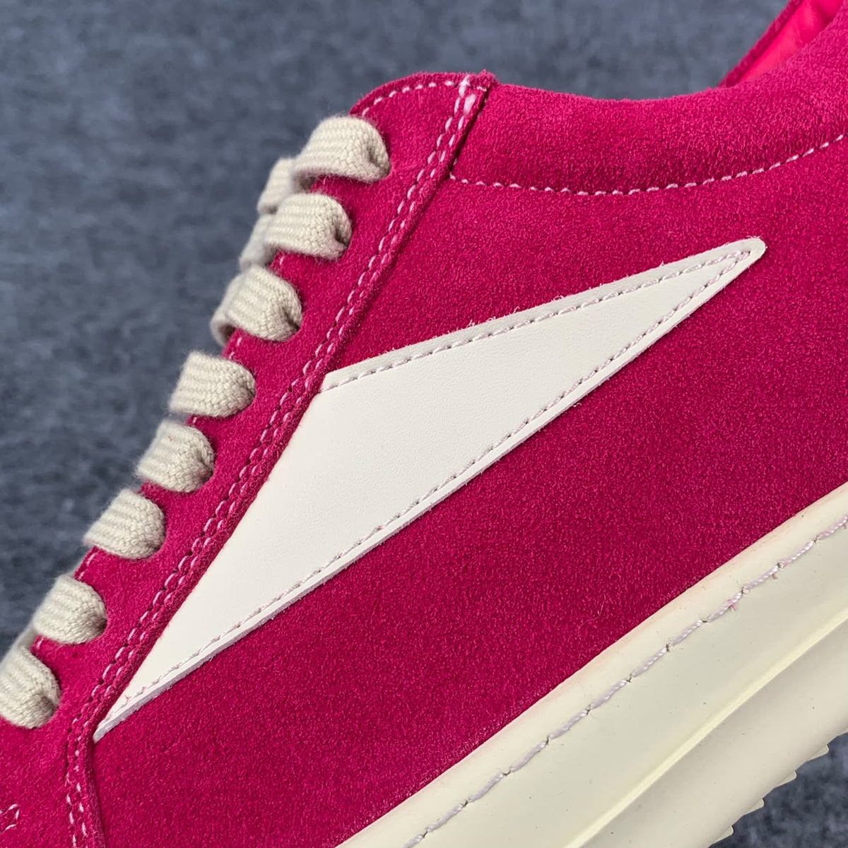 Rick Owens Wmns EDFU Suede Leather Vintage Low Sneakers 'Hot Pink' - product view 8