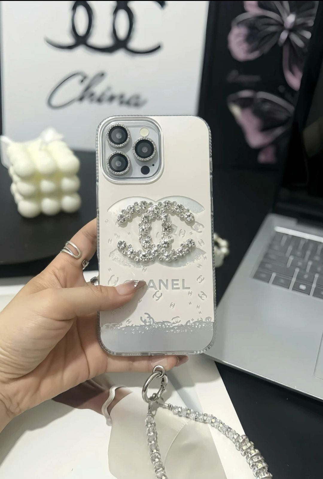Elegant Crystal iPhone Case With Bracelet Strap - product view 5