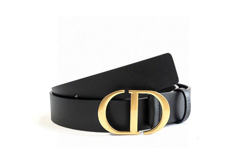CD Black Calfskin Belt with Gold Buckle - product view 1