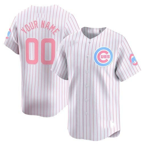 Baseball Jersey | Chicago Cubs Bubblegum Pink Limited Custom Jersey ¨C White Pinstripe - image 1
