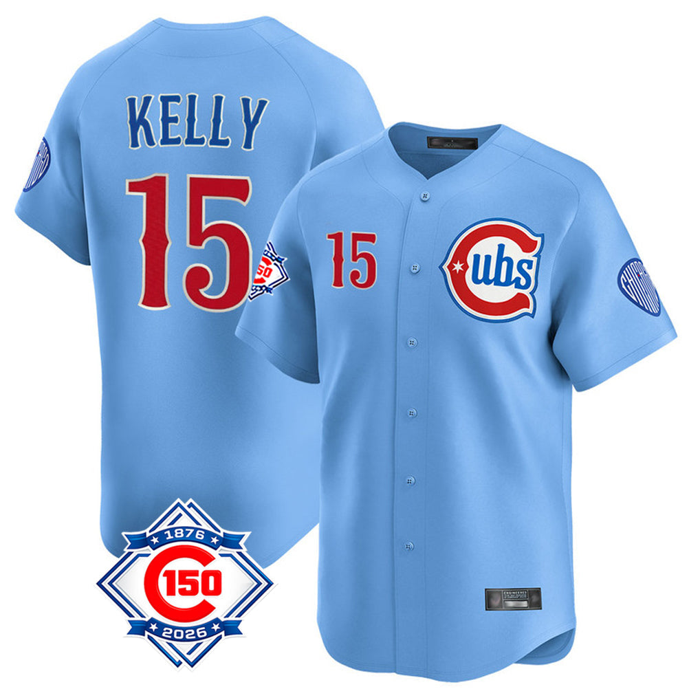 Baseball Jersey | Chicago Cubs #15 Carson Kelly Player Light Blue 150th Anniversary Limited Home Stitched - image 1