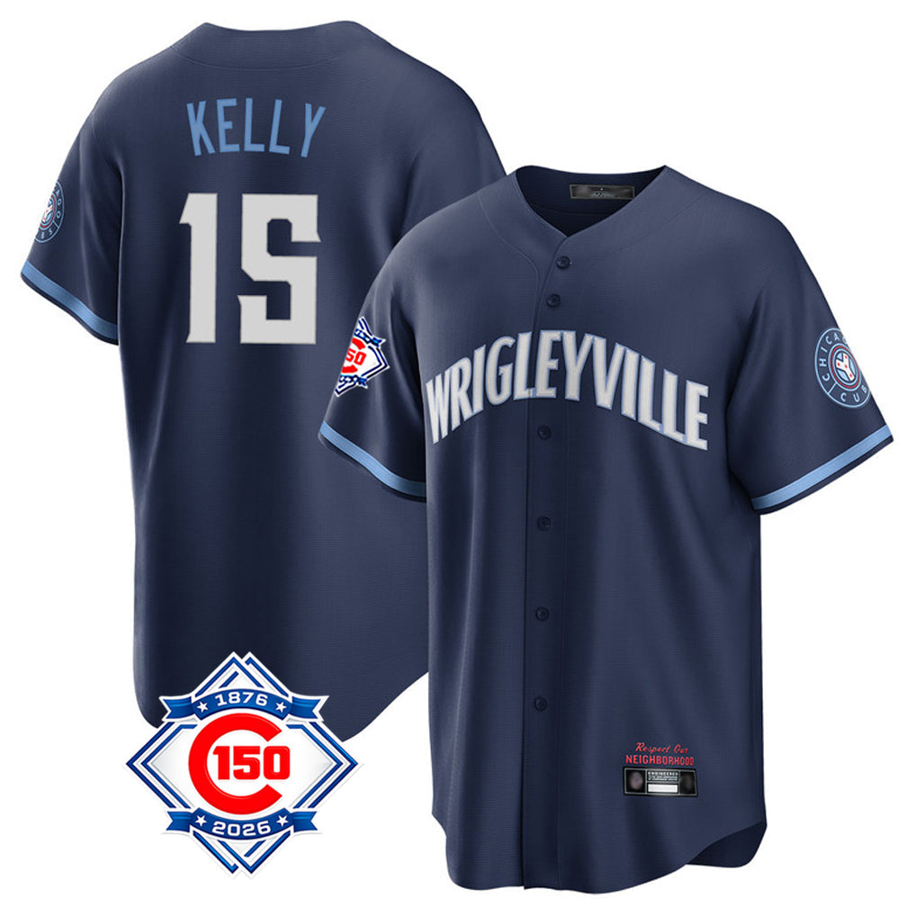 Baseball Jersey | Chicago Cubs #15 Carson Kelly Player Navy 150th Anniversary City Connect Home Game Stitched - image 1