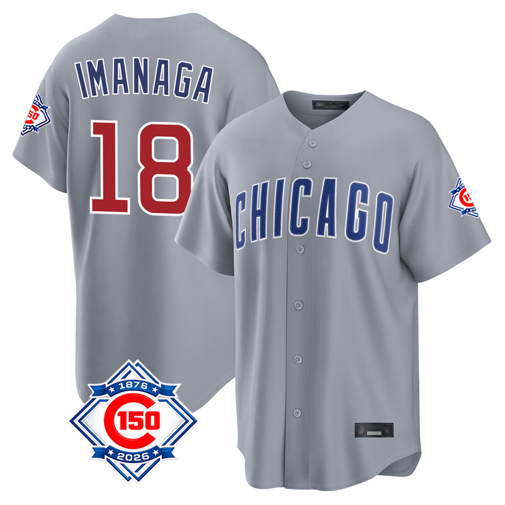 Baseball Jersey | Chicago Cubs #18 Shota Imanaga Player Gray 150th Anniversary Home Game Stitched - image 1