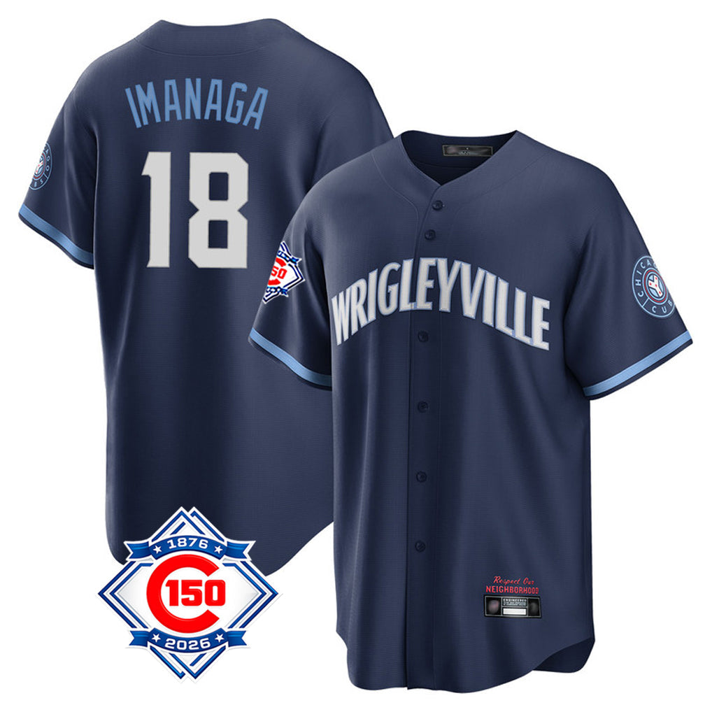 Baseball Jersey | Chicago Cubs #18 Shota Imanaga Player Navy 150th Anniversary City Connect Home Game Stitched - image 1