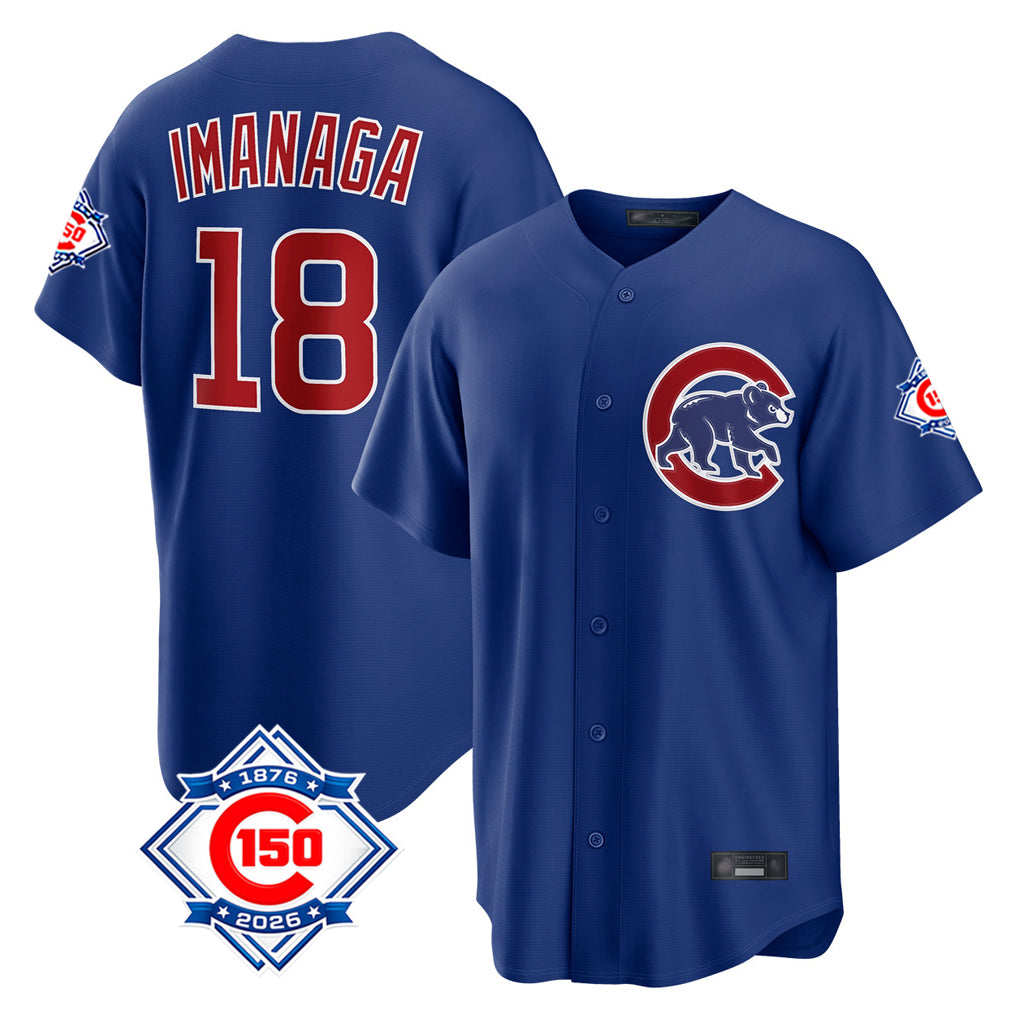 Baseball Jersey | Chicago Cubs #18 Shota Imanaga Player Royal 150th Anniversary Home Game Stitched - image 1