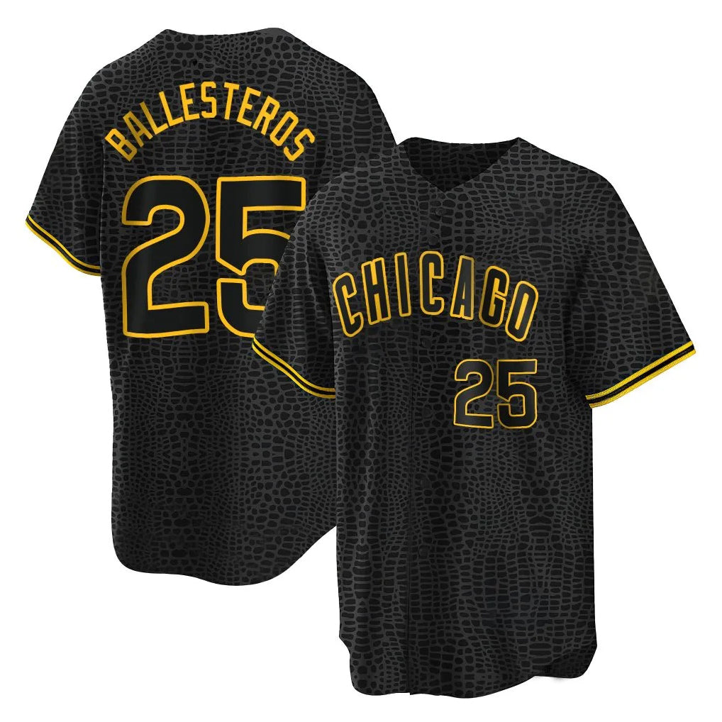 Baseball Jersey | Chicago Cubs #25 Mois¨¦s Ballesteros Player Black Snake Skin City Game Stitched - image 1