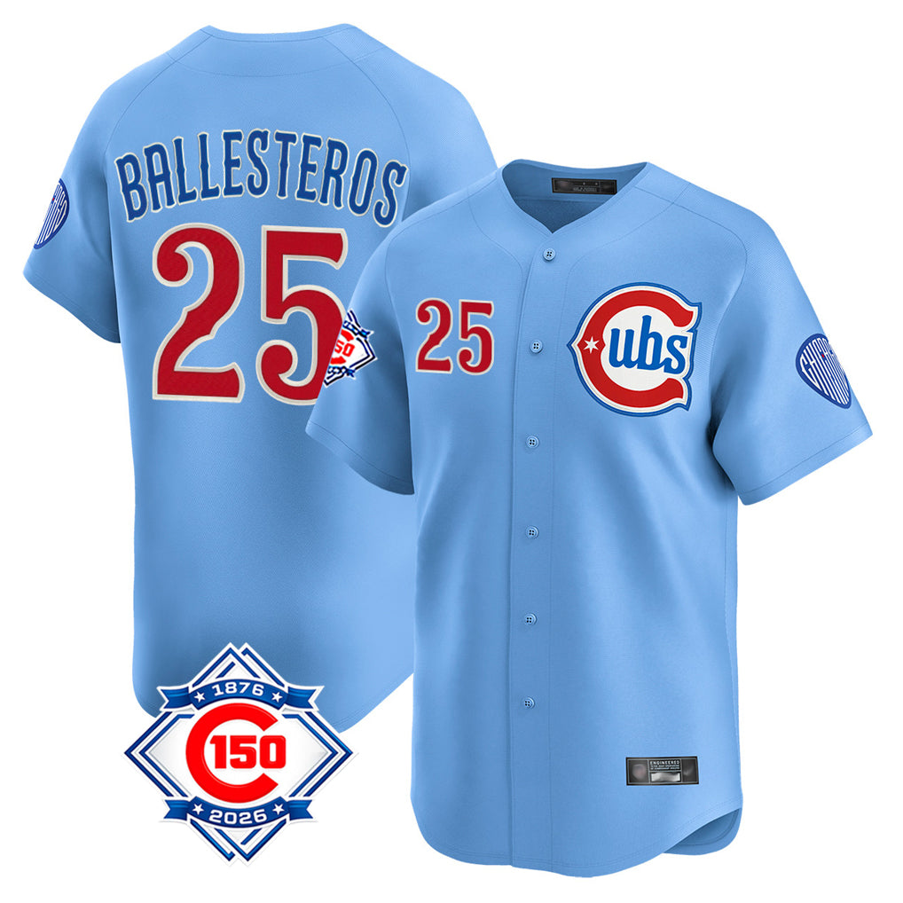 Baseball Jersey | Chicago Cubs #25 Mois¨¦s Ballesteros Player Light Blue 150th Anniversary Limited Home Stitched - image 1