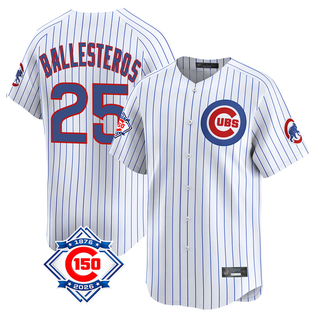 Baseball Jersey | Chicago Cubs #25 Mois¨¦s Ballesteros Player White 150th Anniversary Limited Home Game Stitched - image 1