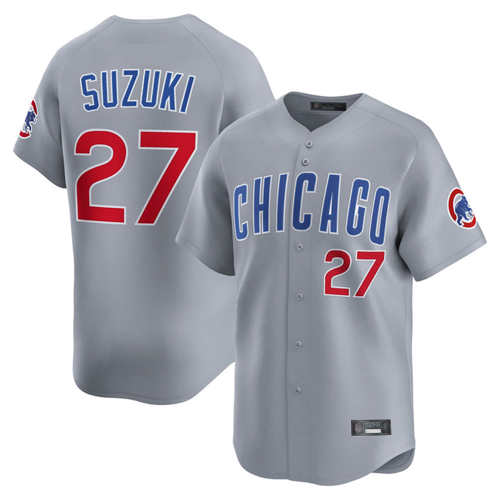 Baseball Jersey | Chicago Cubs #27 Seiya Suzuki Player Gray Road Limited Home Stitched - image 1