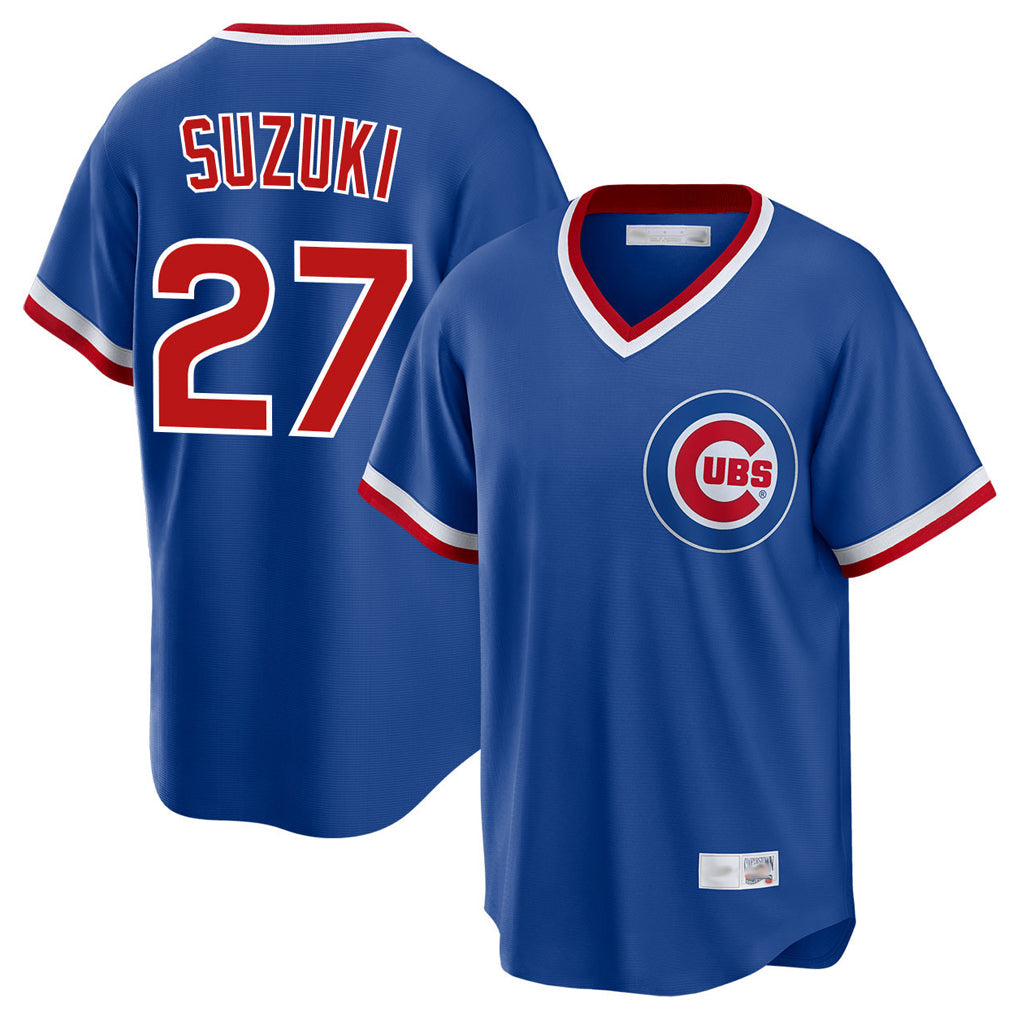 Baseball Jersey | Chicago Cubs #27 Seiya Suzuki Player Royal Cooperstown Collection Limited Stitched - image 1