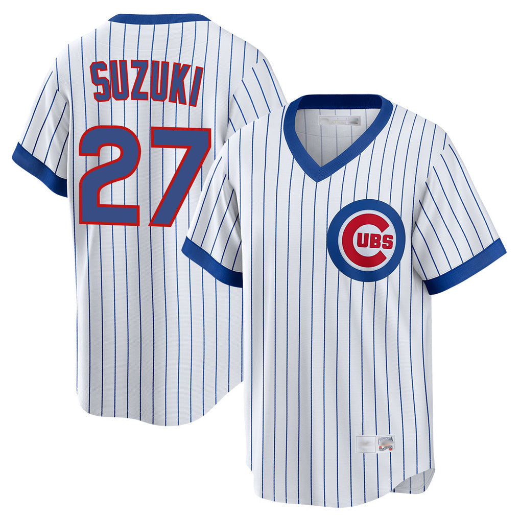 Baseball Jersey | Chicago Cubs #27 Seiya Suzuki Player White Cooperstown Collection Limited Stitched - image 1