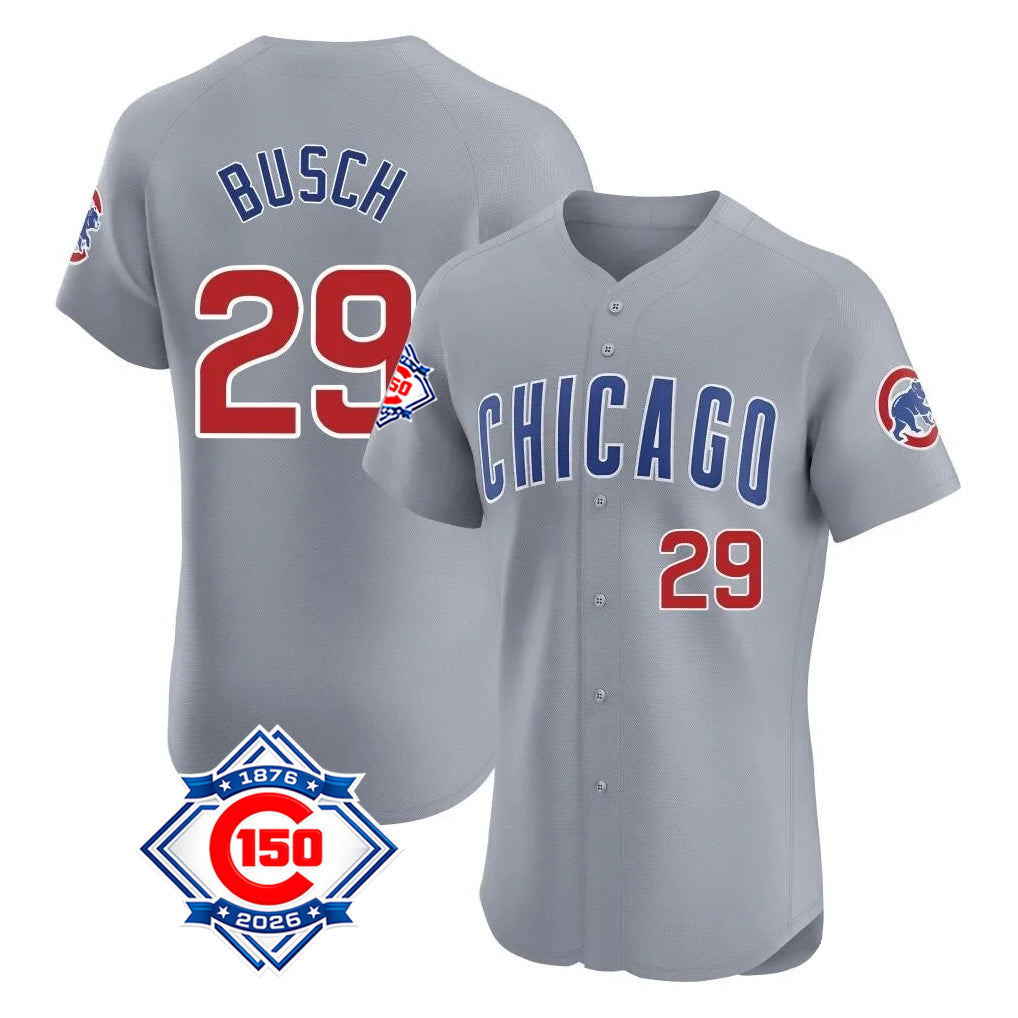 Baseball Jersey | Chicago Cubs #29 Michael Busch Player Gray Road 150th Anniversary Limited Home Stitched - image 1