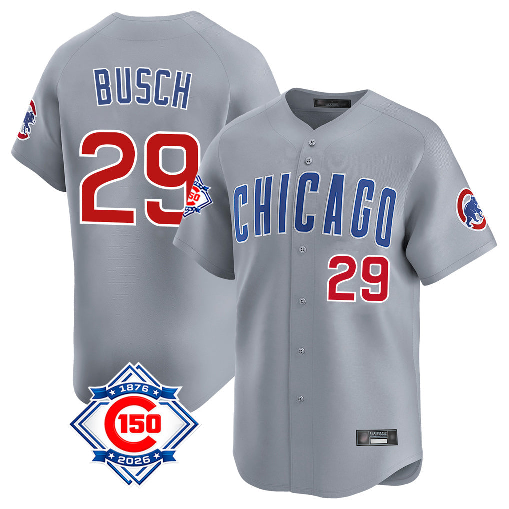 Baseball Jersey | Chicago Cubs #29 Michael Busch Player Gray Road 150th Anniversary Limited Home Stitched - image 1