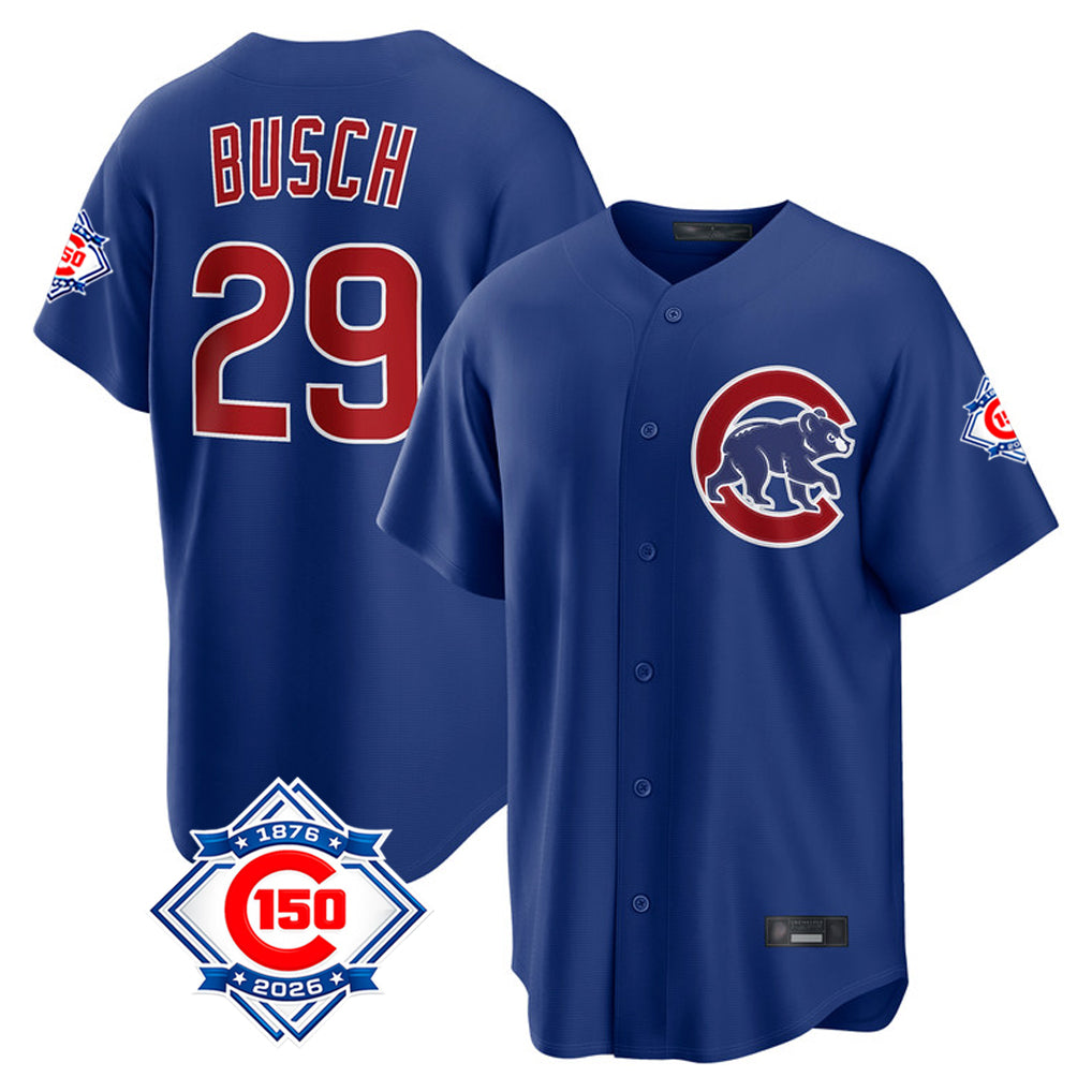 Baseball Jersey | Chicago Cubs #29 Michael Busch Player Royal 150th Anniversary Home Game Stitched - image 1