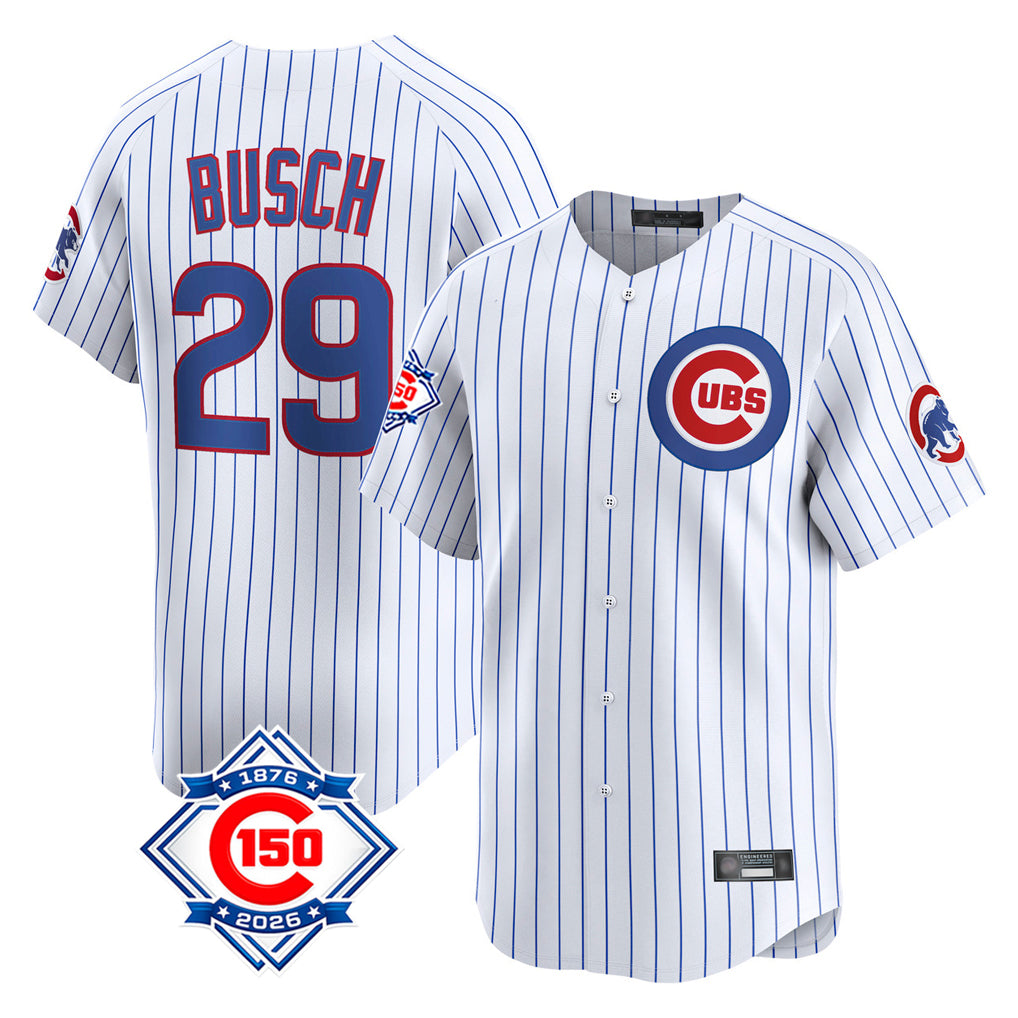 Baseball Jersey | Chicago Cubs #29 Michael Busch Player White 150th Anniversary Limited Home Game Stitched - image 1