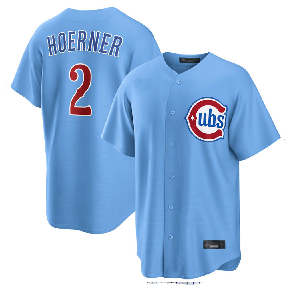Baseball Jersey | Chicago Cubs #2 Nico Hoerner Player Light Blue Home Game Stitched - image 1