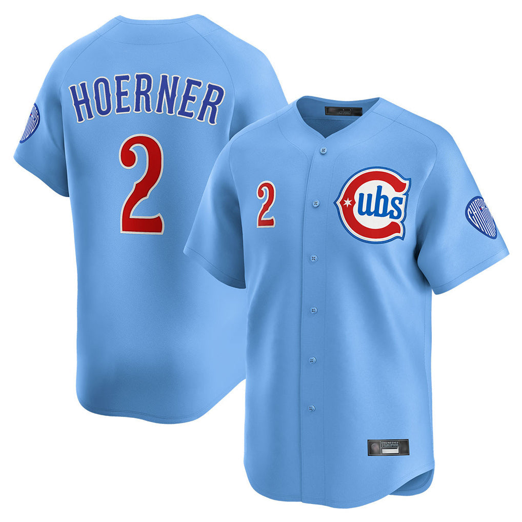 Baseball Jersey | Chicago Cubs #2 Nico Hoerner Player Light Blue Limited Home Stitched - image 1