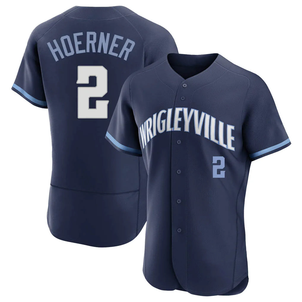 Baseball Jersey | Chicago Cubs #2 Nico Hoerner Player Navy City Connect Limited Home Stitched - image 1