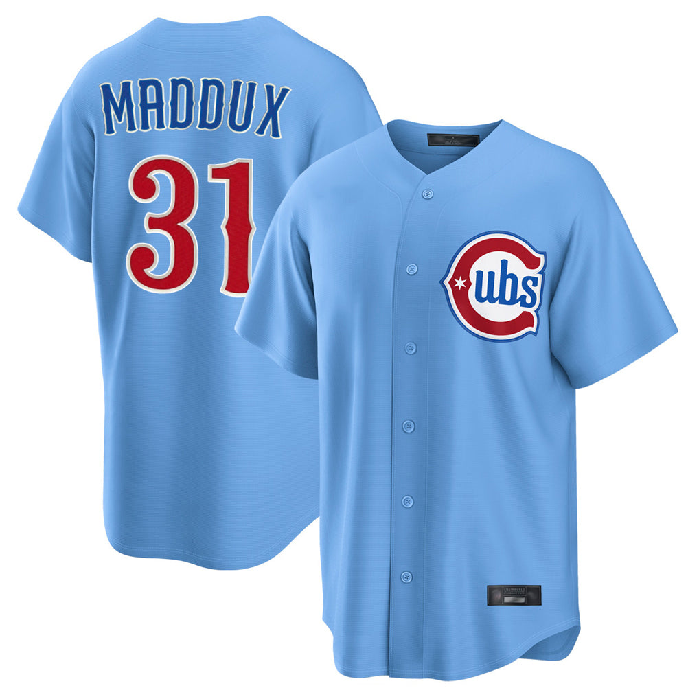 Baseball Jersey | Chicago Cubs #31 Greg Maddux Player Light Blue Home Game Stitched - image 1