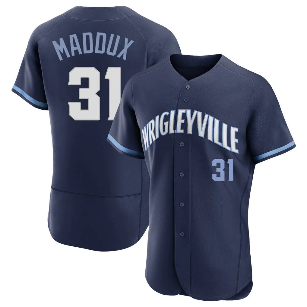 Baseball Jersey | Chicago Cubs #31 Greg Maddux Player Navy City Connect Limited Home Stitched - image 1