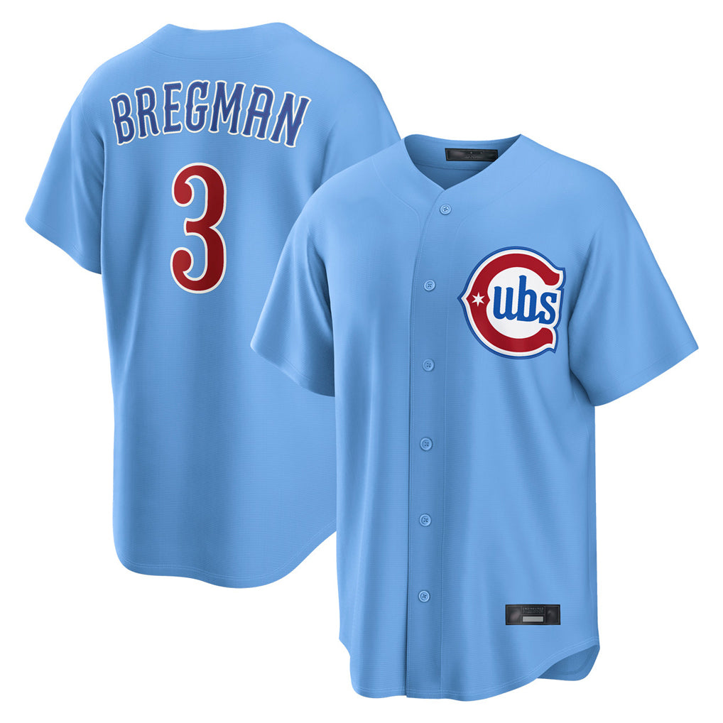 Baseball Jersey | Chicago Cubs #3 Alex Bregman Player Light Blue Home Game Stitched - image 1
