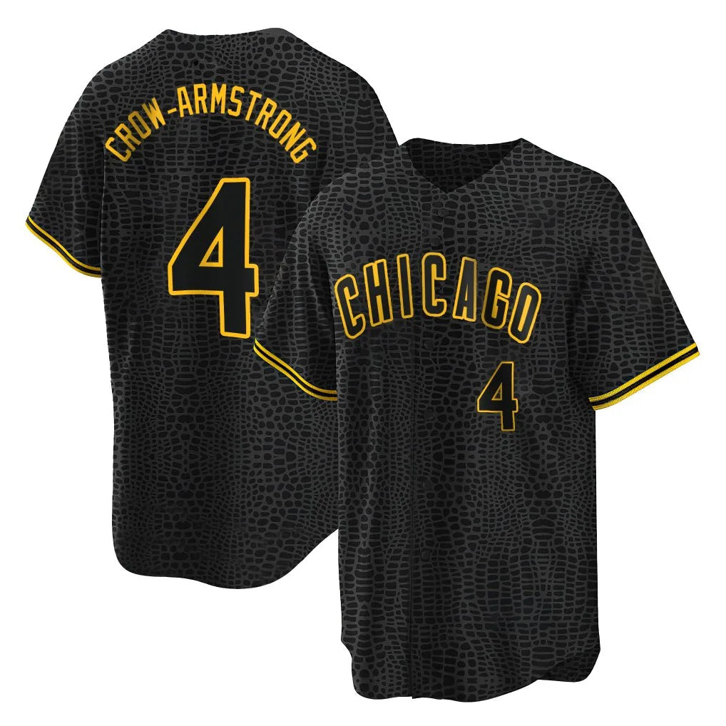 Baseball Jersey | Chicago Cubs #4 Pete Crow-Armstrong Player Black Snake Skin City Game Stitched - image 1