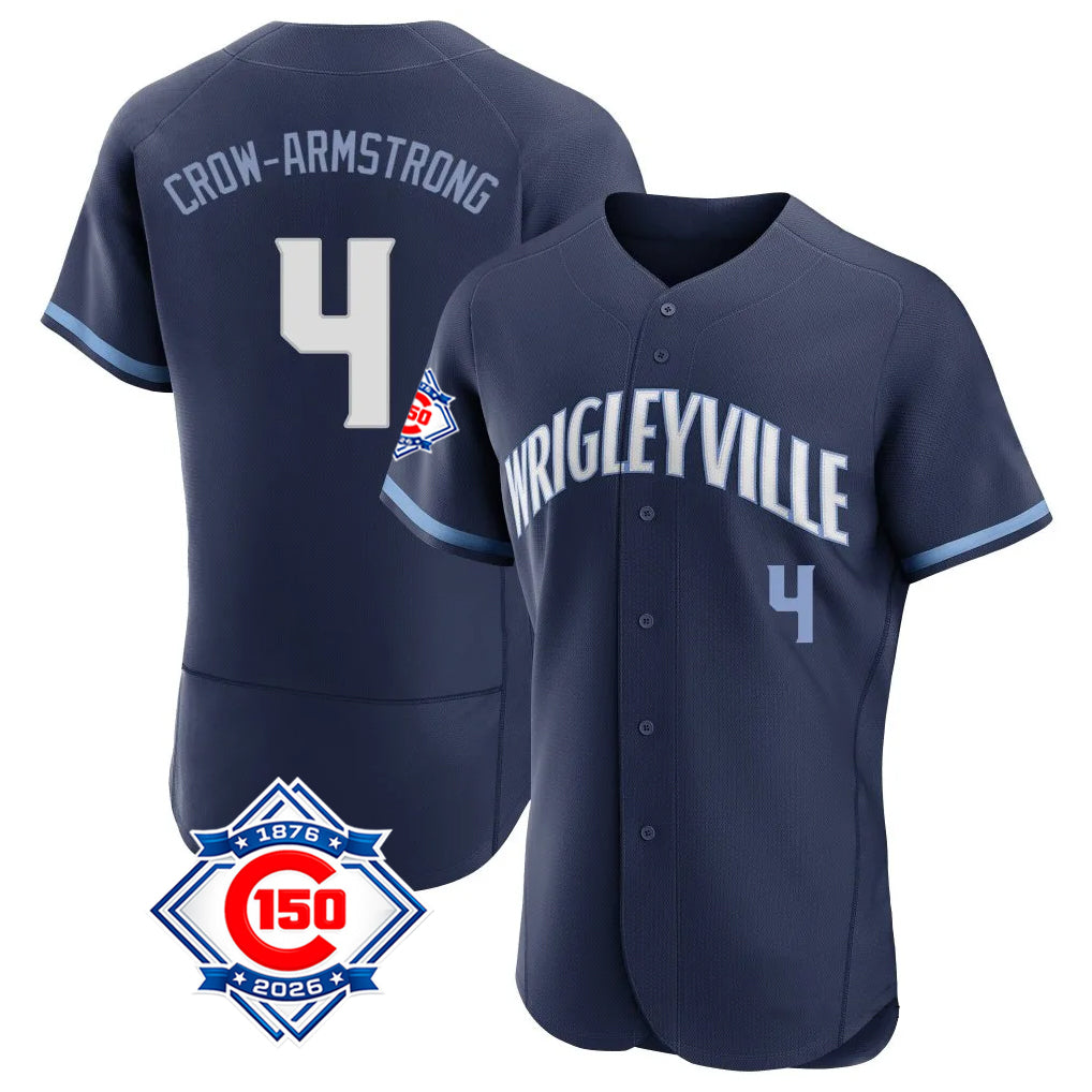 Baseball Jersey | Chicago Cubs #4 Pete Crow-Armstrong Player Navy City Connect 150th Anniversary Limited Home Stitched - image 1