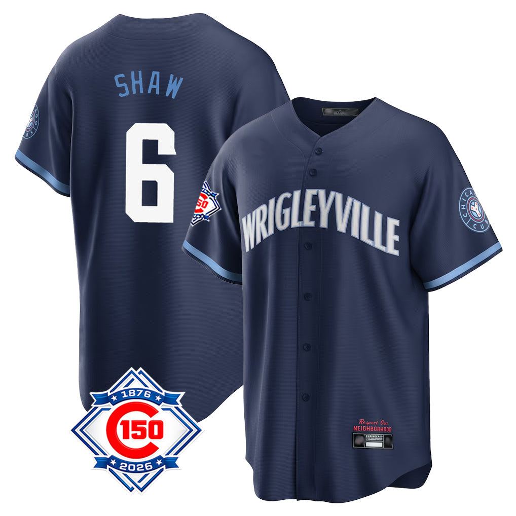 Baseball Jersey | Chicago Cubs #6 Matt Shaw Player Navy 150th Anniversary City Connect Home Game Stitched - image 1