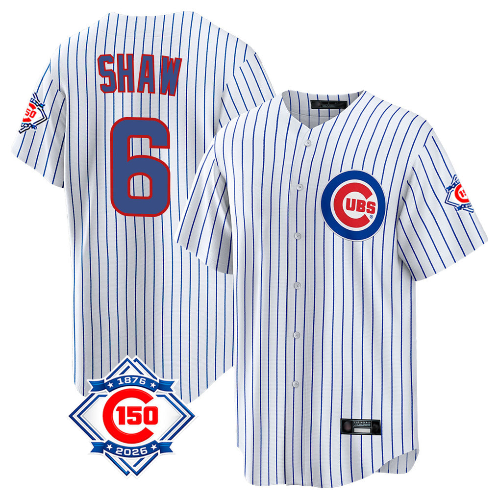 Baseball Jersey | Chicago Cubs #6 Matt Shaw Player White 150th Anniversary Home Game Stitched - image 1