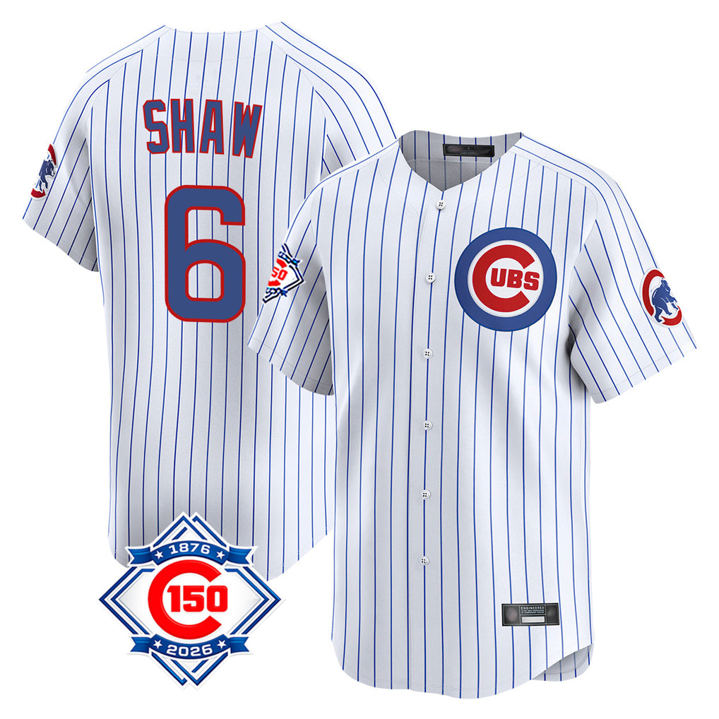 Baseball Jersey | Chicago Cubs #6 Matt Shaw Player White 150th Anniversary Limited Home Game Stitched - image 1
