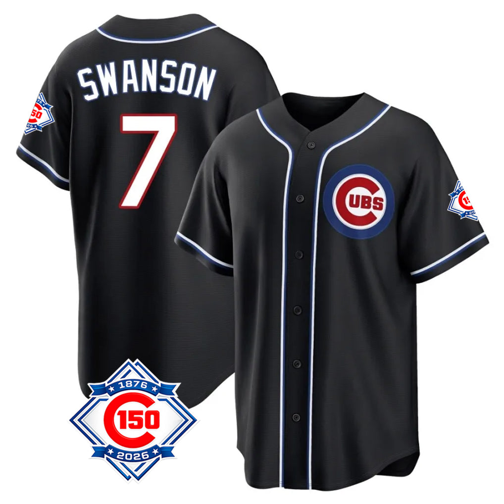 Baseball Jersey | Chicago Cubs #7 Dansby Swanson Player Black Fashion Out 150th Anniversary Game Stitched - image 1