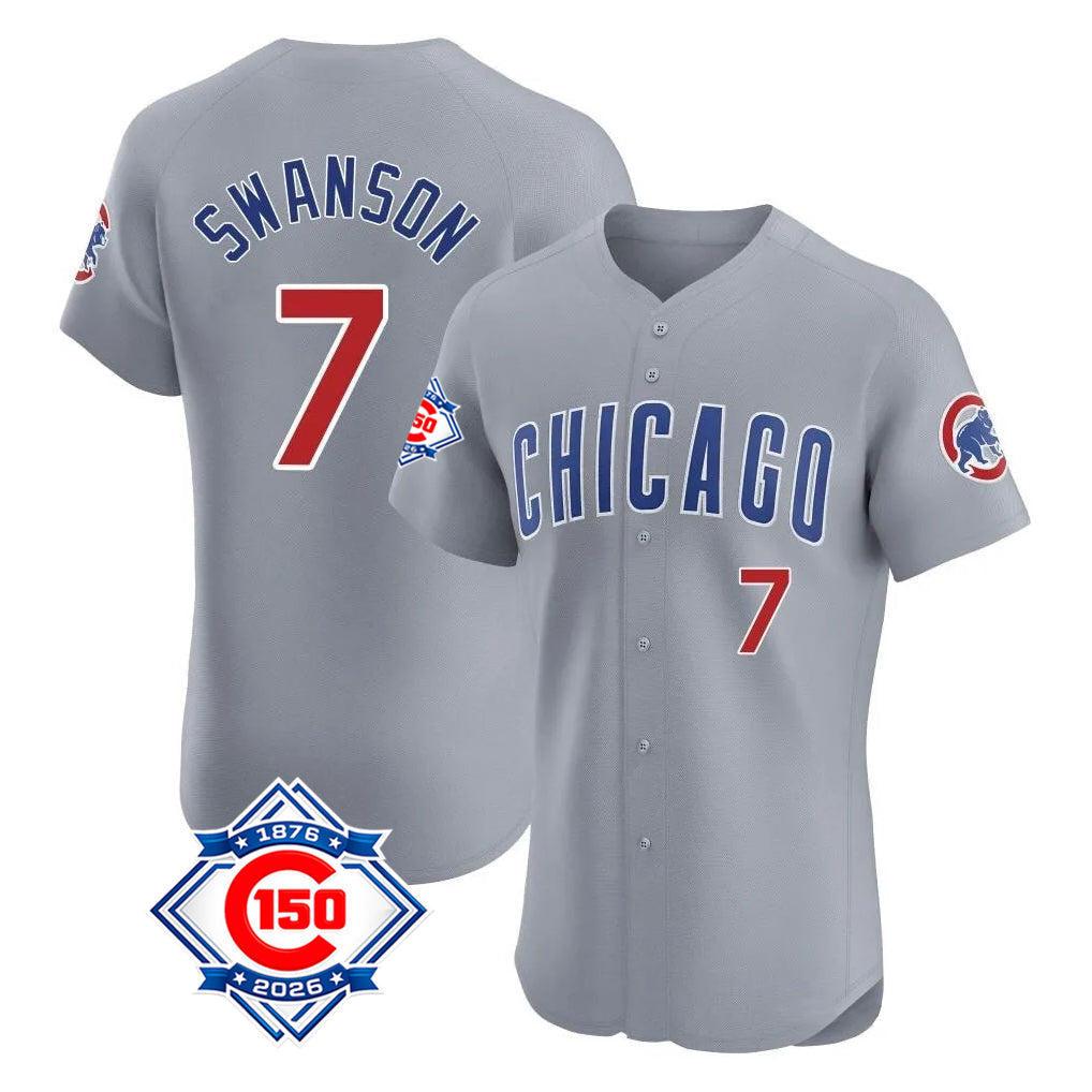 Baseball Jersey | Chicago Cubs #7 Dansby Swanson Player Gray Road 150th Anniversary Limited Home Stitched - image 1