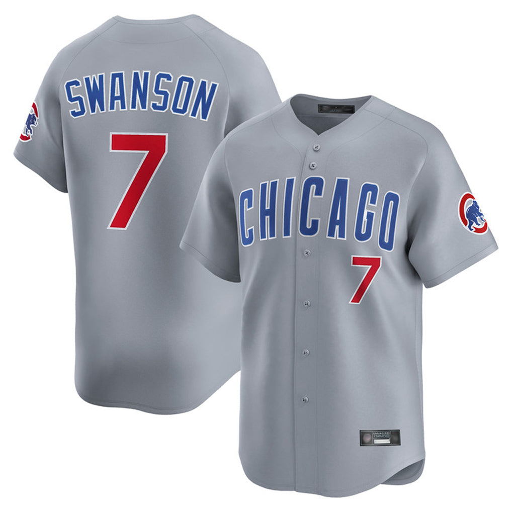 Baseball Jersey | Chicago Cubs #7 Dansby Swanson Player Gray Road Limited Home Stitched - image 1
