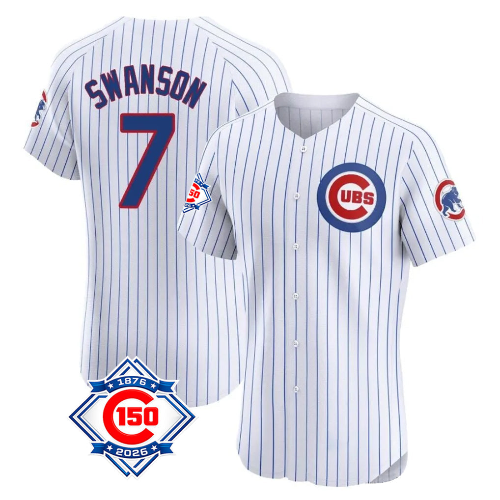 Baseball Jersey | Chicago Cubs #7 Dansby Swanson Player White 150th Anniversary Limited Home Game Stitched - image 1