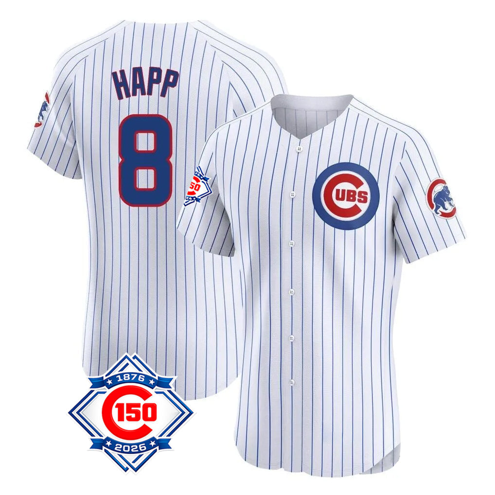 Baseball Jersey | Chicago Cubs #8 Ian Happ Player White 150th Anniversary Limited Home Game Stitched - image 1