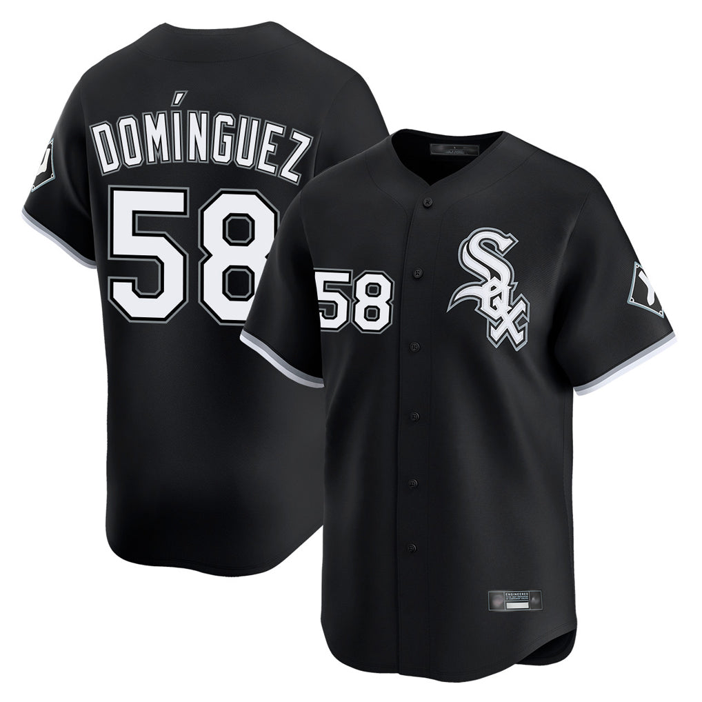 Baseball Jersey | Chicago White Sox #58 Seranthony Dom¨ªnguez Player Black Limited Home Stitched - image 1