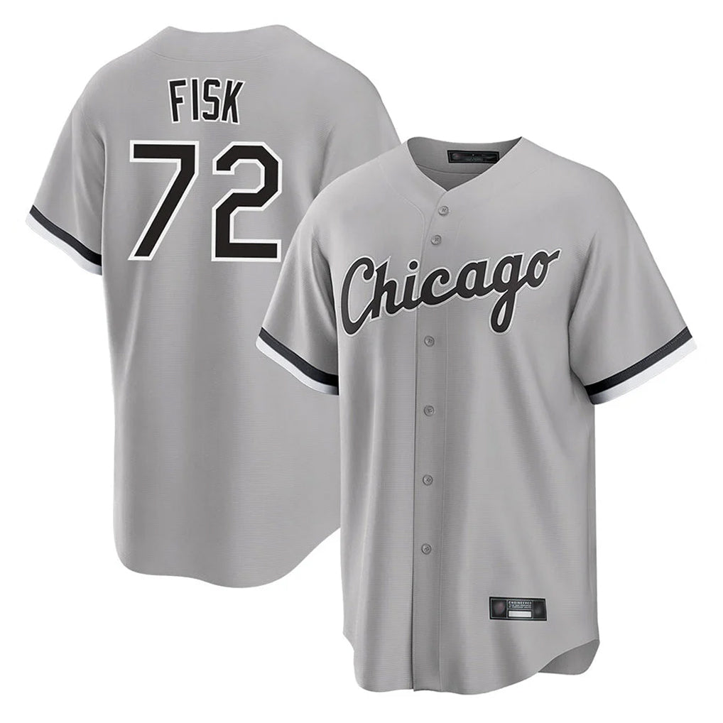 Baseball Jersey | Chicago White Sox #72 Carlton Fisk Player Gray Home Game Stitched - image 1