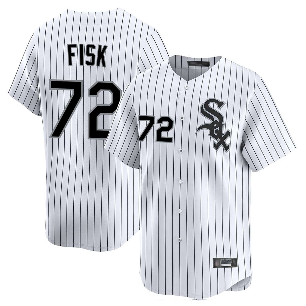 Baseball Jersey | Chicago White Sox #72 Carlton Fisk Player White Stripe Limited Home Stitched - image 1