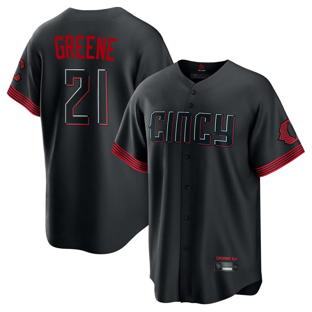 Baseball Jersey | Cincinnati Reds #21 Hunter Greene Player Black City Connect Home Game Stitched - image 1