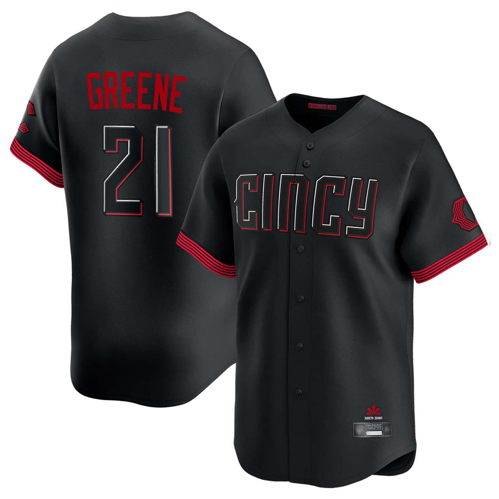 Baseball Jersey | Cincinnati Reds #21 Hunter Greene Player Black City Connect Home Limited Stitched - image 1