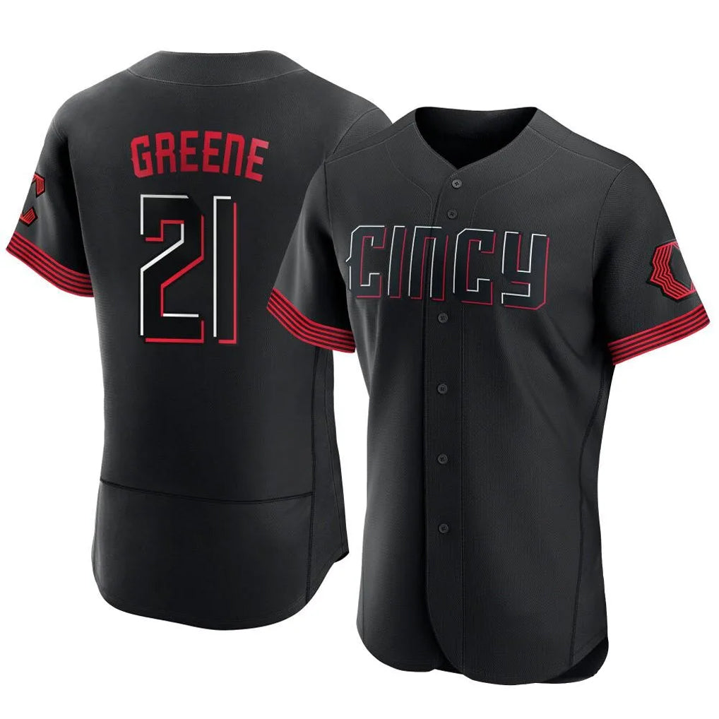Baseball Jersey | Cincinnati Reds #21 Hunter Greene Player Black City Connect Limited Home Stitched - image 1