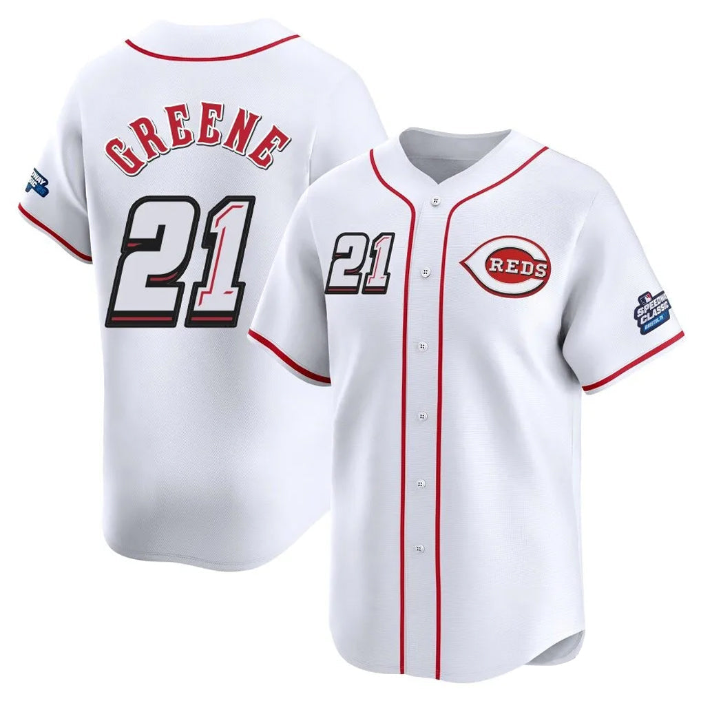 Baseball Jersey | Cincinnati Reds #21 Hunter Greene Player White Speedway Classic Home Limited Stitched - image 1