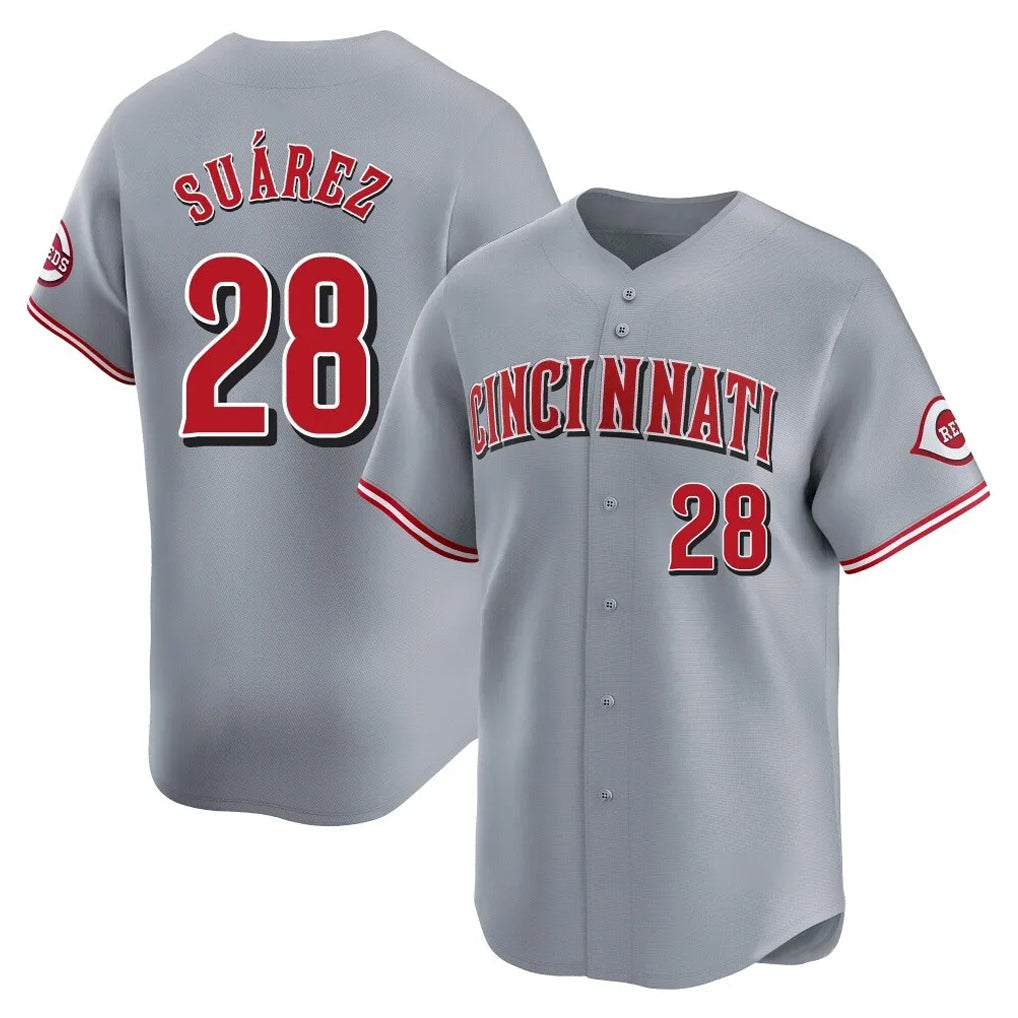 Baseball Jersey | Cincinnati Reds #28 Eugenio Su¨¢rez Player Gray Home Limited Stitched - image 1