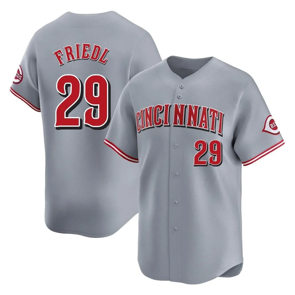 Baseball Jersey | Cincinnati Reds #29 TJ Friedl Player Gray Home Limited Stitched - image 1