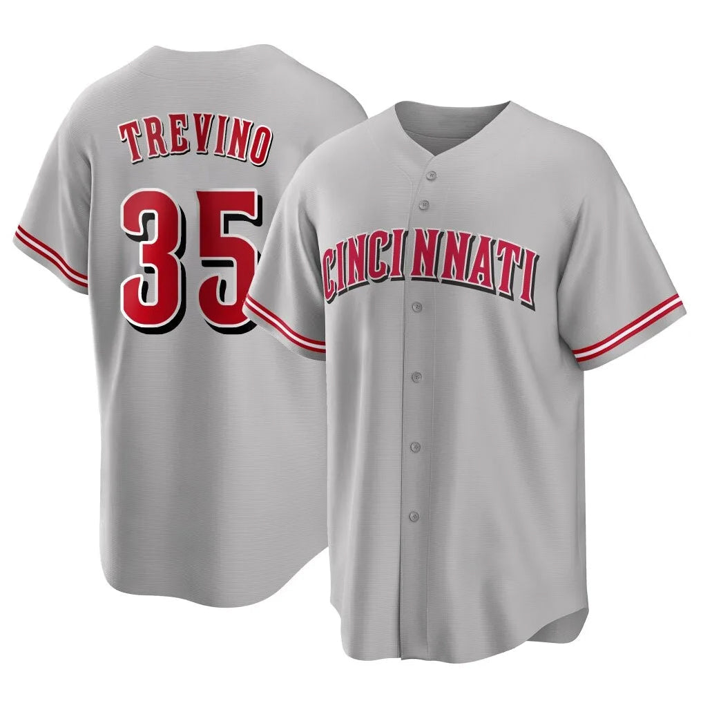 Baseball Jersey | Cincinnati Reds #35 Jose Trevino Player Gray Home Game Stitched - image 1