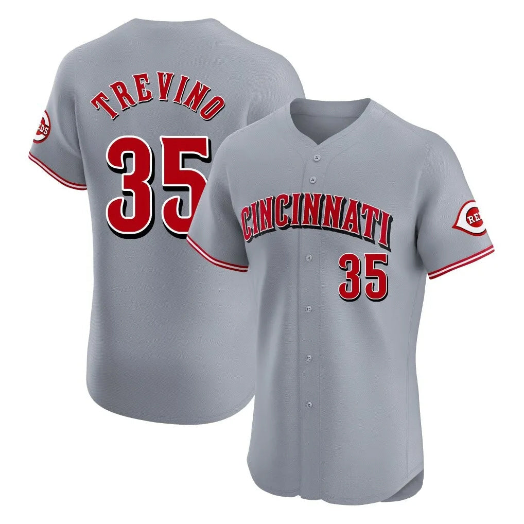 Baseball Jersey | Cincinnati Reds #35 Jose Trevino Player Gray Limited Home Stitched - image 1