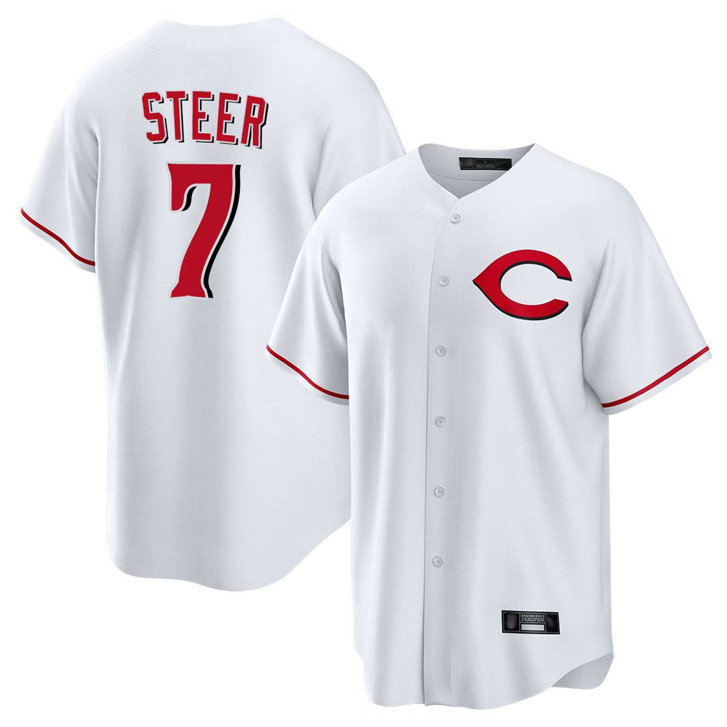 Baseball Jersey | Cincinnati Reds #7 Spencer Steer Player White Home Game Stitched - image 1
