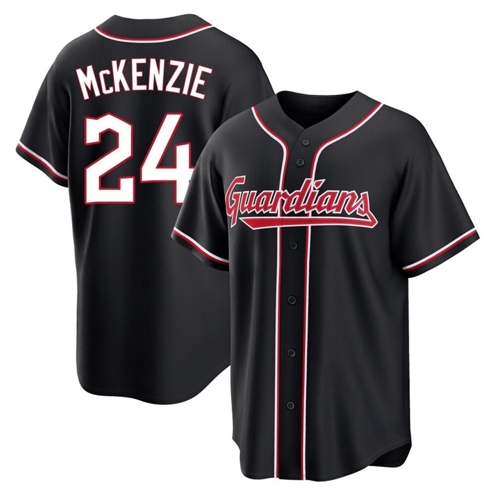 Baseball Jersey | Cleveland Guardians #24 Triston McKenzie Player Black Fashion Out Home Game Stitched - image 1