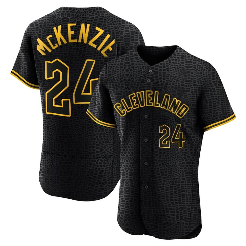 Baseball Jersey | Cleveland Guardians #24 Triston McKenzie Player Black Snake Skin City Limited Home Stitched - image 1